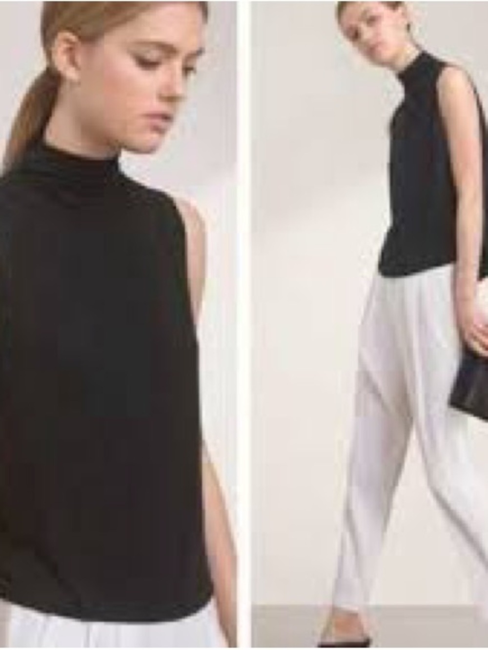 Babaton Black Sleeveless Mock Neck Top slinky size XS